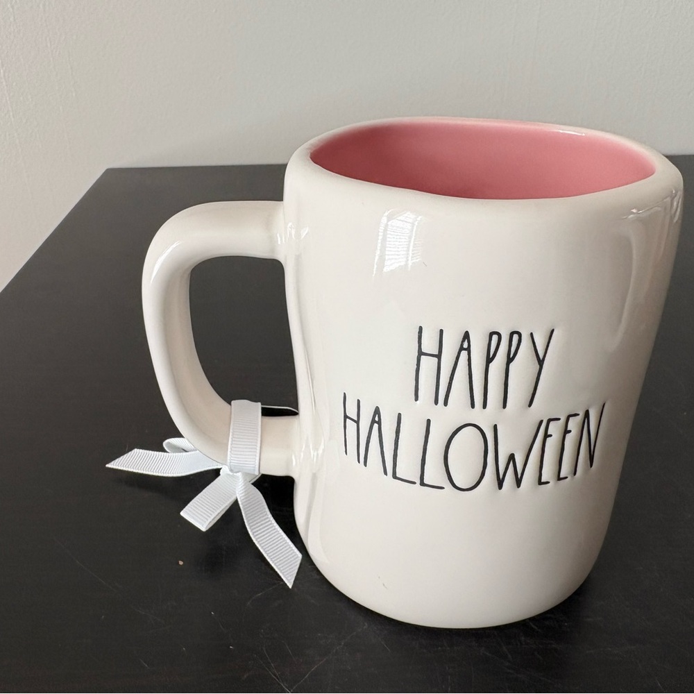 Rae Dunn Disney Halloween Winnie the Pooh HAPPY HALLOWEEN Mug with Pink Interior
